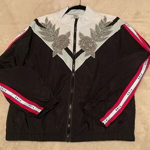 VS Pink windbreaker jacket with Rose 🌹 Bling detail